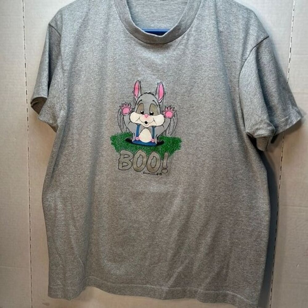 Vintage Boo Bunny Graphic Gray T-Shirt